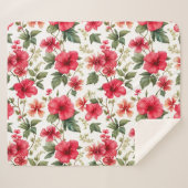 Bloempatroon Hibiscus Bloemen Sherpa Deken (Voorkant (horizontaal))