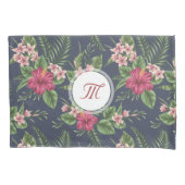 Bloempatroon Hibiscus monogram kussen Hoesje Kussensloop (Voorkant)