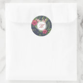 Bloempatroon Hibiscus Monogram Ronde Sticker (Tas)