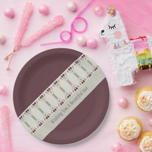 Bloempatroon in gedempte kleuren papieren bordje (Feest)