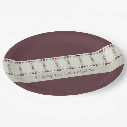 Bloempatroon in gedempte kleuren papieren bordje (Gekanteld)