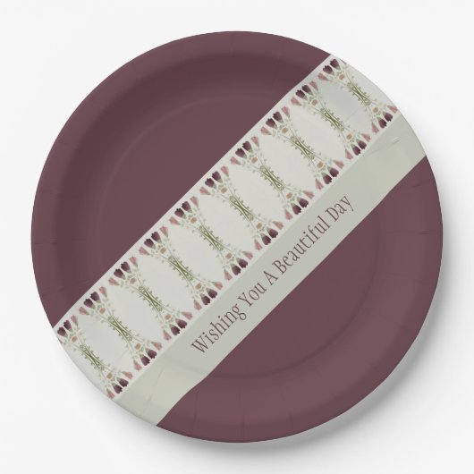 Bloempatroon in gedempte kleuren papieren bordje (Voorkant)