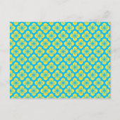 Bloempatroon in geel en turquoise briefkaart (Voorkant)