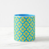Bloempatroon in geel en turquoise mok (Midden)