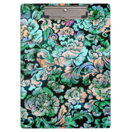 Bloempatroon in groen en perzik klembord