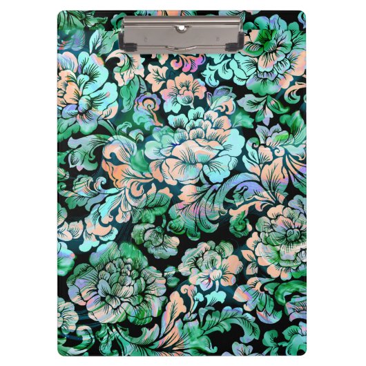 Bloempatroon in groen en perzik klembord (Voorkant)