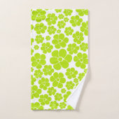 Bloempatroon in Lime Groen en Wit Bad Handdoek (Handdoek)