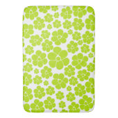 Bloempatroon in Lime Groen en Wit Badmat (Voorkant Verticaal)