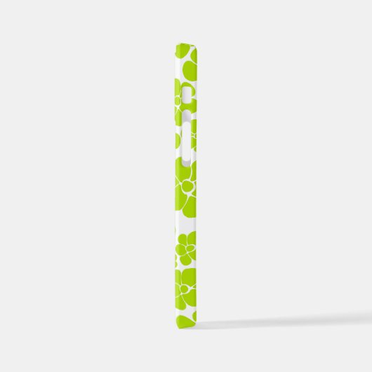 Bloempatroon in Lime Groen en Wit iPhone Hoesje (Linkerkant)