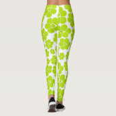 Bloempatroon in Lime Groen en Wit Leggings (Achterkant)
