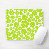 Bloempatroon in Lime Groen en Wit Muismat (Met muis)