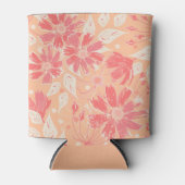 Bloempatroon in modieuze perzikkleuren blikjeskoeler (Voorkant)