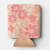 Bloempatroon in modieuze perzikkleuren blikjeskoeler (Achterkant)