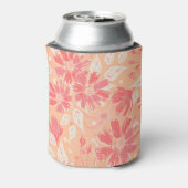 Bloempatroon in modieuze perzikkleuren blikjeskoeler (Blikje Achterkant)