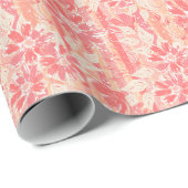 Bloempatroon in modieuze perzikkleuren cadeaupapier (Rol Hoek)