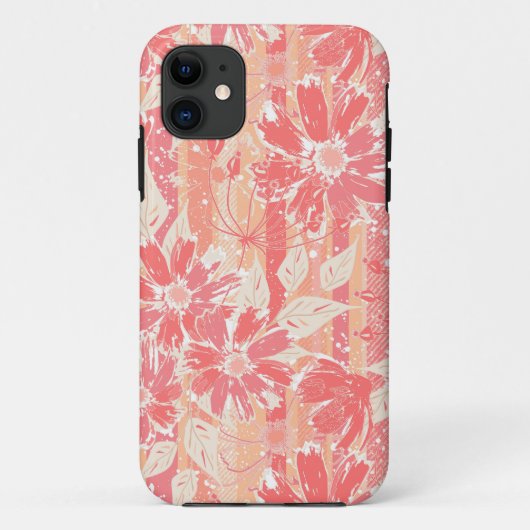 Bloempatroon in modieuze perzikkleuren Case-Mate iPhone case (Achterkant)