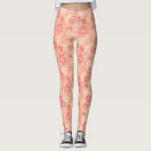 Bloempatroon in modieuze perzikkleuren leggings (Voorkant)