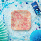 Bloempatroon in modieuze perzikkleuren papieren bordje (Feest)