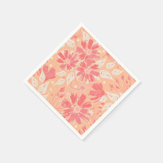 Bloempatroon in modieuze perzikkleuren servet (Hoek)