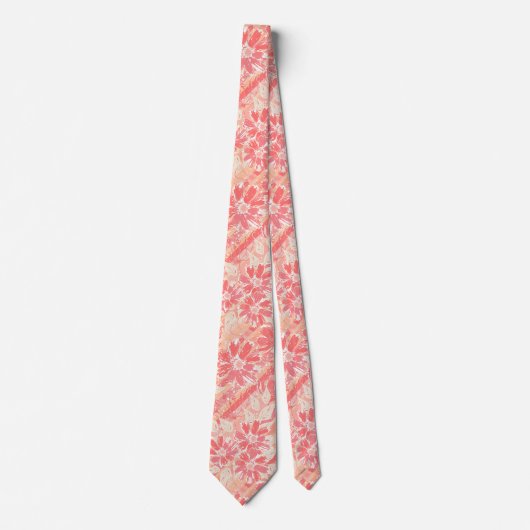 Bloempatroon in modieuze perzikkleuren stropdas (Voorkant)