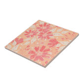 Bloempatroon in modieuze perzikkleuren tegeltje (Zijkant)