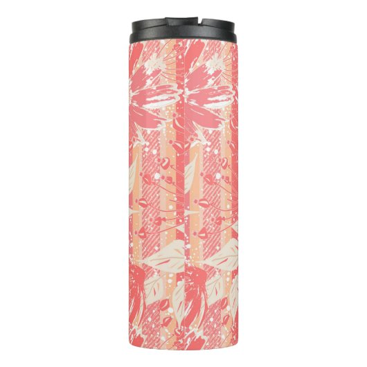 Bloempatroon in modieuze perzikkleuren thermosbeker (Achterkant)