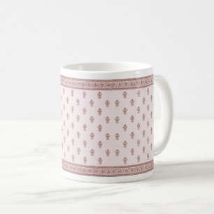 Bloempatroon in paddestoel roze koffiemok