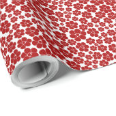 Bloempatroon in rood en wit cadeaupapier (Rol Hoek)
