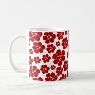 Bloempatroon in rood en wit koffiemok