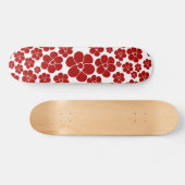 Bloempatroon in rood en wit persoonlijk skateboard (Horizontaal)