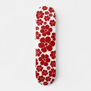 Bloempatroon in rood en wit persoonlijk skateboard