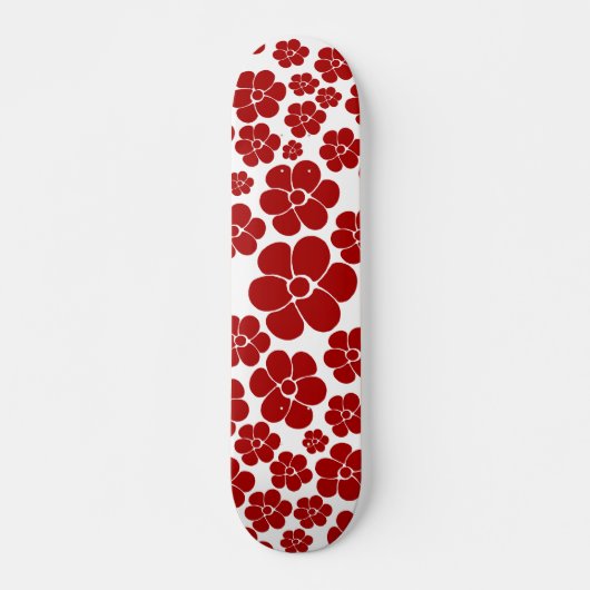 Bloempatroon in rood en wit persoonlijk skateboard (Voorkant)