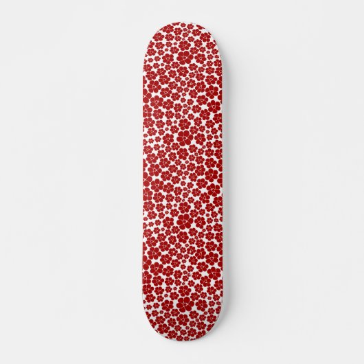 Bloempatroon in rood en wit persoonlijk skateboard (Voorkant)