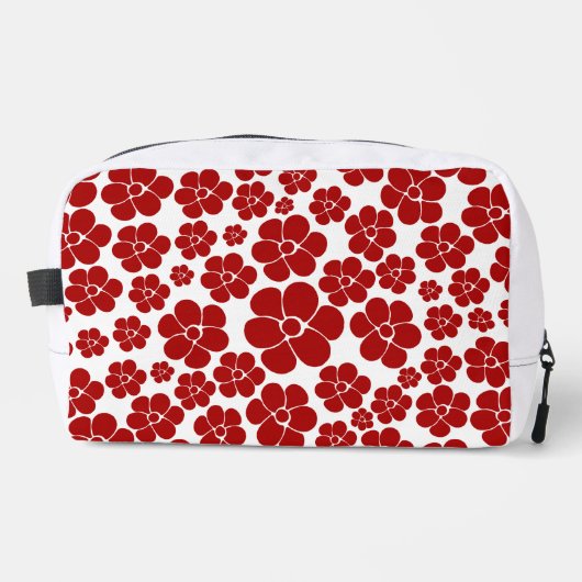 Bloempatroon in rood en wit toilettasje (Voorkant)