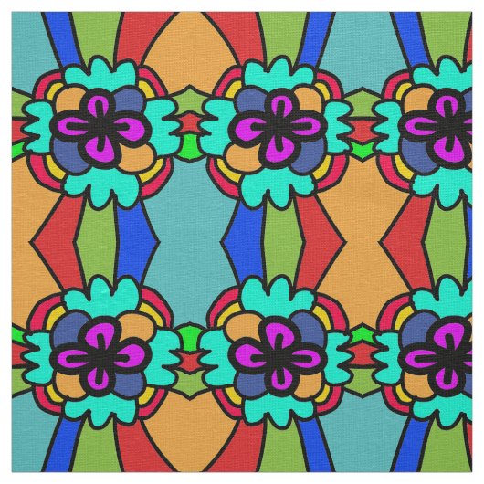 bloempatroon kleurig stof (Swatch)