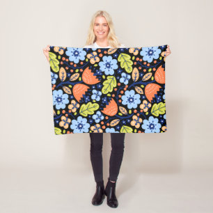 Bloempatroon kleurrijk glanzend fleece deken