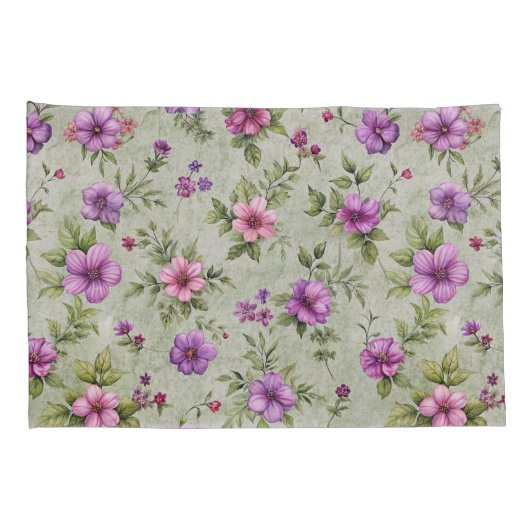  Bloempatroon Kussensloop Set - Zacht Groen (Achterkant-Rechts)