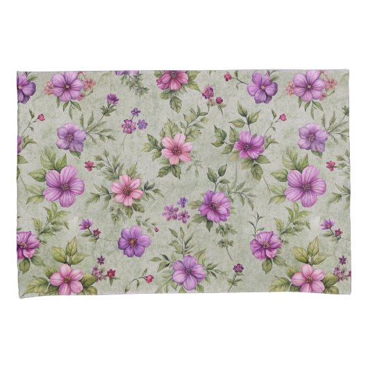  Bloempatroon Kussensloop Set - Zacht Groen (Voorkant-Rechts)