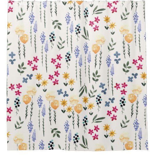 Bloempatroon Lente Bloemen Douchegordijn (Voorkant)