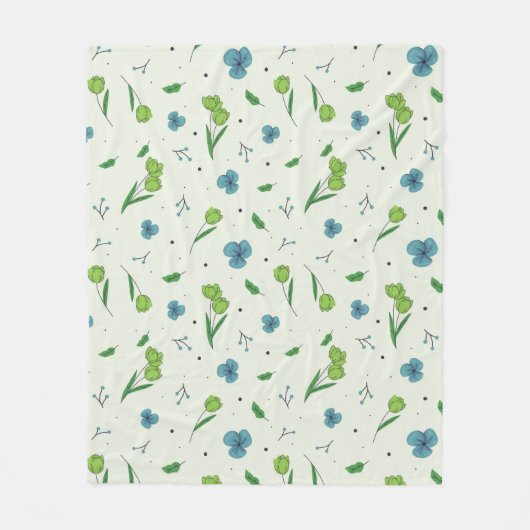 Bloempatroon Lente Bloemen Fleece Deken (Voorkant)