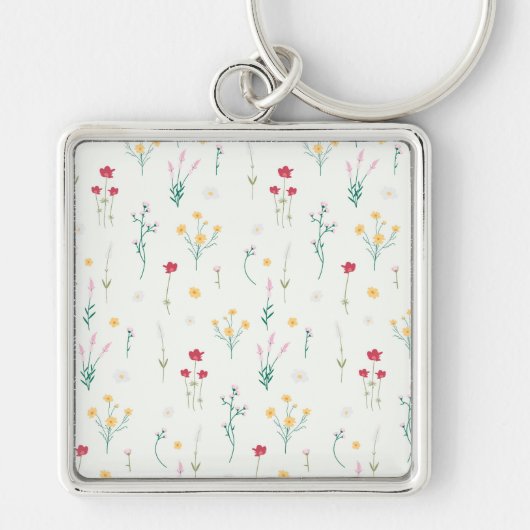 Bloempatroon Lente Bloemen Sleutelhanger (Voorkant)