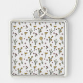 Bloempatroon Lente Bloemen Sleutelhanger (Voorkant)