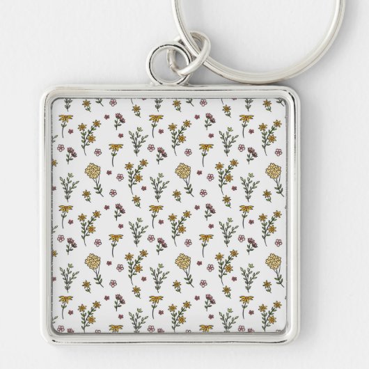 Bloempatroon Lente Bloemen Sleutelhanger (Voorkant)