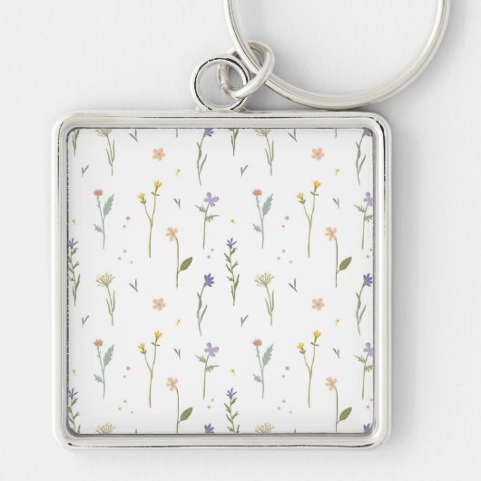Bloempatroon Lente Bloemen Sleutelhanger (Voorkant)