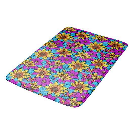 Bloempatroon met abstracte lijn art 10 - Bathmat Badmat (Gekanteld)