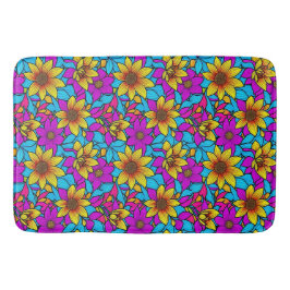 Bloempatroon met abstracte lijn art 10 - Bathmat Badmat