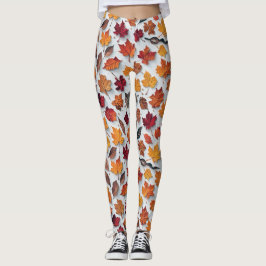 Bloempatroon met gevallen bladeren 4 - Leggings