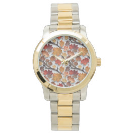 Bloempatroon met gevallen bladeren 5 - Watch Horloge