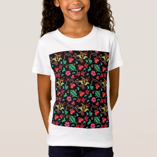 Bloempatroon met gladde kleur achtergrond-45673 t-shirt (Voorkant)