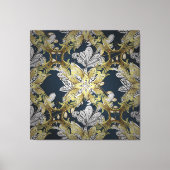 Bloempatroon met gouden elementen blauwe achtergro canvas afdruk (Voorkant)